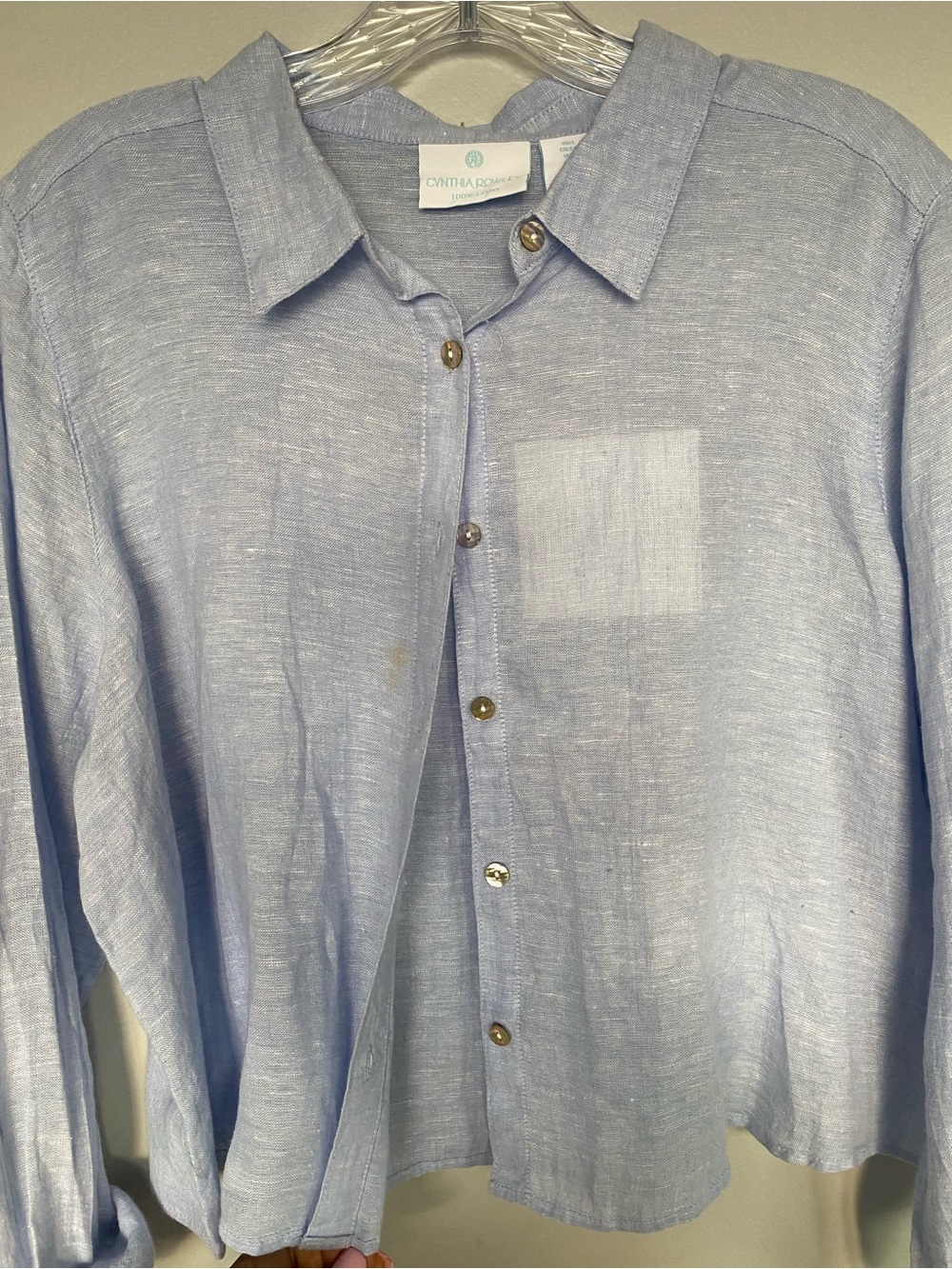 Cynthia Rowley Pale Blue Linen Button-Front Shirt